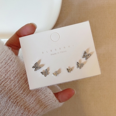 New Fairy Butterfly Set Simple Mini Ear-Caring Ear Bone Stud Korean Niche Design Delicate Earrings Women