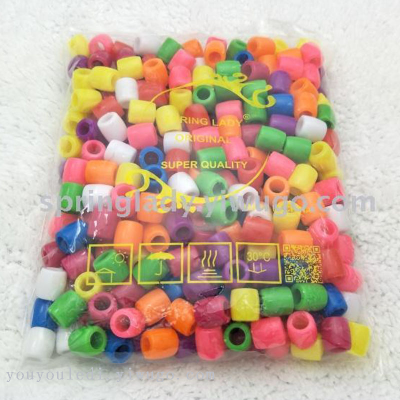 Colorful round Straight Hole Plastic Beads DIY Handmade Jewelry Accessories Scattered Beads Hair Extension Beads Wig Part