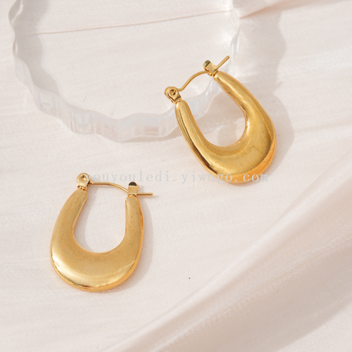 2024 new popular vintage metal high profile and generous earrings light luxury high sense ear ring simple bracelet earrings