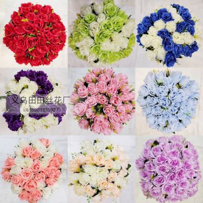 Hot Sale Simulation Road Lead Flower 36-Head Two-Color Rose Hotel Layout Wedding Props Wedding Venue Layout