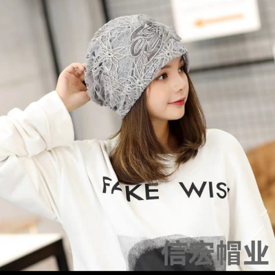 Hat Women's Summer Warm Fashion Korean Style Bag Cap All-Match Lace Wind-Proof Cap Spring and Autumn Confinement Cap Tide