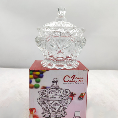 European-Style Glass Candy Box Crystal Wedding Candy Jar with Lid Candy Box Creative Transparent Storage Tank Tea Jar