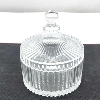 Transparent Yurt Glass Sugar Bowl Storage Tank Wedding Wax Tank Glass Cylinder Glassware with Lid Factory Wholesale