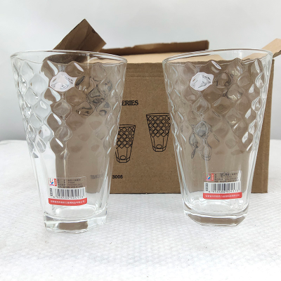 Wholesale New Heat-Resistant Transparent Glass Cup Transparent Striped Glass Family Restaurant Ideas Durable Pressed Tumbler