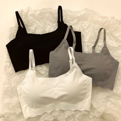 seamless ice silk girl‘s underwear sling sports wireless bra students gather chest slimming vest thin women