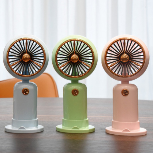 elegant simple round small handheld fan rechargeable with base bracket summer student portable electric fan gift