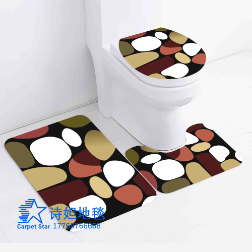 shida cross-border pebble embossed bathroom toilet mat flannel toilet bathroom toilet three-piece foot pad