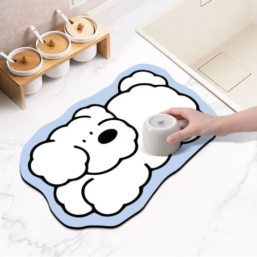 special-shaped cute cartoon draining mat kitchen countertop water control mat absorbent coaster disposable heat insulation anti-scald placemat