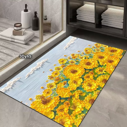 New 3D Visual Stereo Small Clear Oil Painting Door Mat Science and Technology Advanced Velvet Rubber Bathroom Absorbent Floor Mat