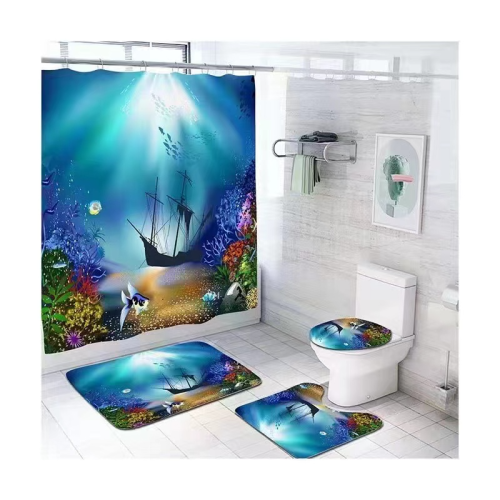 Amazon 3D HD Printing Shower Curtain Waterproof Toilet Shower Curtain Cloth American Plaid Bathroom Partition Shower Curtain