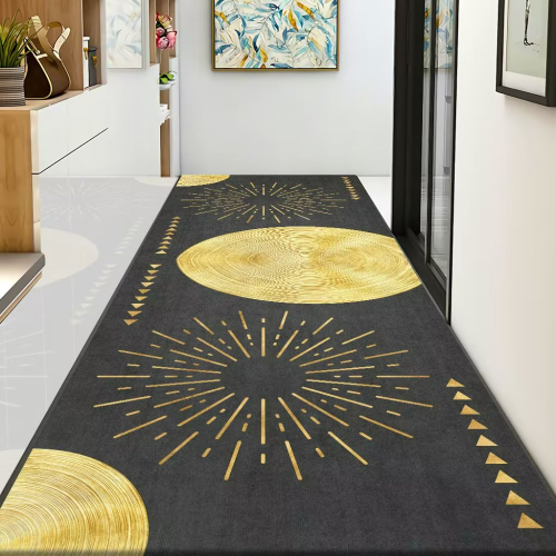 Simple Geometric Style Runner Rug Stain-Resistant and Easy to Wash