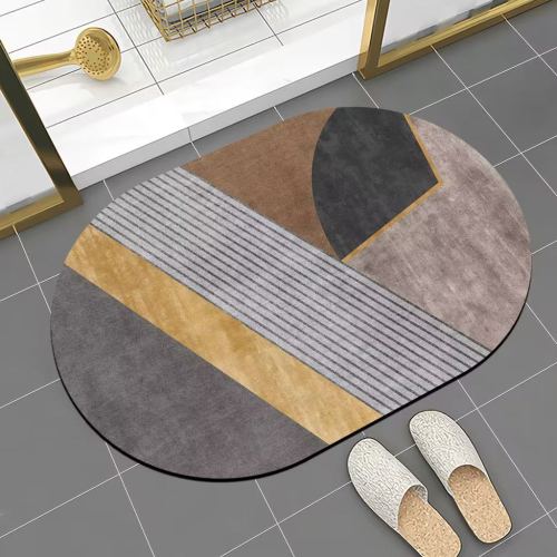 new diatom mud geometric pattern waterproof non-slip carpet mat for bathroom doorway