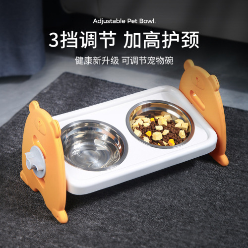 猫碗狗碗可调节宠物双碗猫咪不锈钢碗狗狗食具单碗双碗新款宠物碗