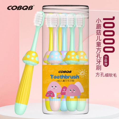 Cobqb Genuine Cartoon Children Mushroom Barrel 8 PCs Toothbrush Toothbrush Soft Bristle Wholesale Children Toothbrush Wholesale