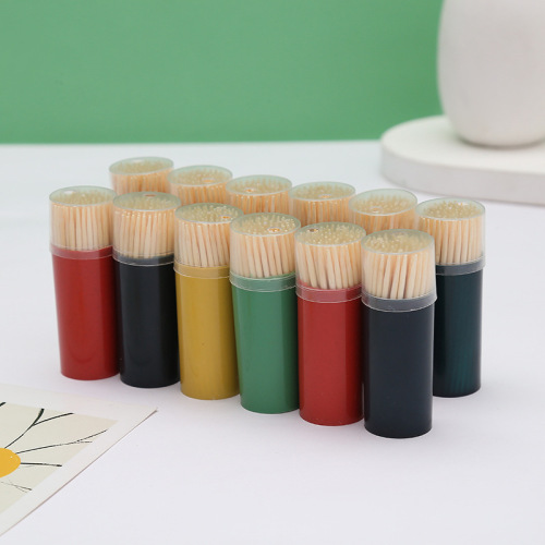 牙签批发竹制一次性双头尖细牙签筒家用酒店超市盒装牙签工厂直供