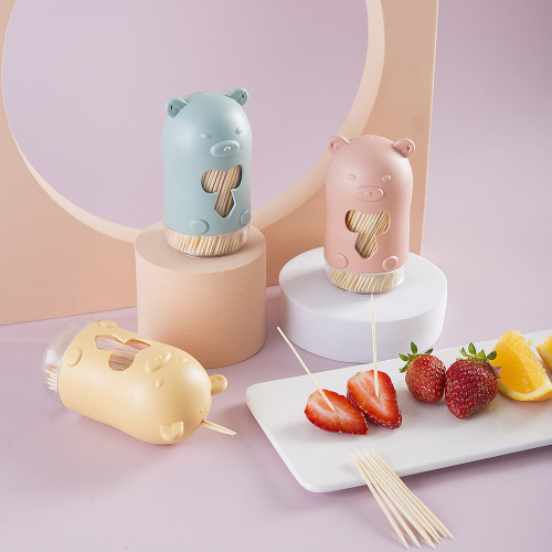 憨憨熊牙签瓶一次性双头尖 可爱卡通优质毛竹