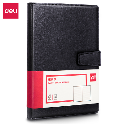 Deli 3301 Litchi PU Leather Cover Magnetic Snap Opening and Closing Energy and Comfort Wear-Resistant Notepad-25K (Black) (Book)