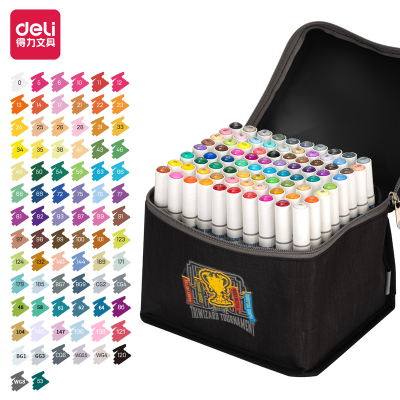 Deli 70814-80_Cloth Bag Harry Potter Water-Based round Brush Pot Marker Pen (Mixed)(80 Colors/Bag)