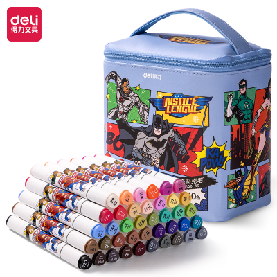 Deli HM100-40_DC Justice League Cloth Bag Triangle Pole Alcohol Marker Pen (Mixed)(40 Colors/Bag)