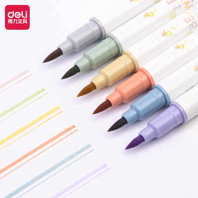 Deli S150 Soft Painting Pen Light Six-Color Graffiti Painting Comfortable Grip (Light Color Series) (Mixed) (Bag)
