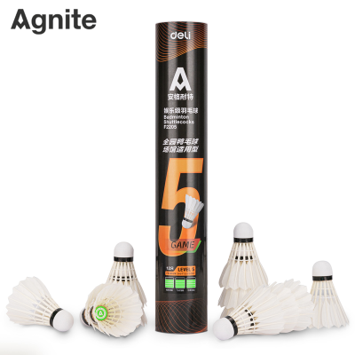 Angnete F2205 Full round Badminton Is Not Easy to Break and Has High Beating Resistance (White)(12 PCs/Tube)