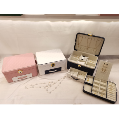Multi-Layer Large Jewelry Box Jewelry Storage Box Earrings Box Ornament Storage Box with Lock Korean Large Capacity Jewelry Box