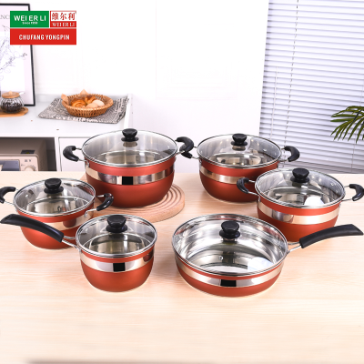 12pcs pot set cookware stainless steel pot set