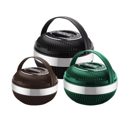 不锈钢保鲜锅双层保温3件套保鲜锅出口中东非洲套锅塑料盖外贸