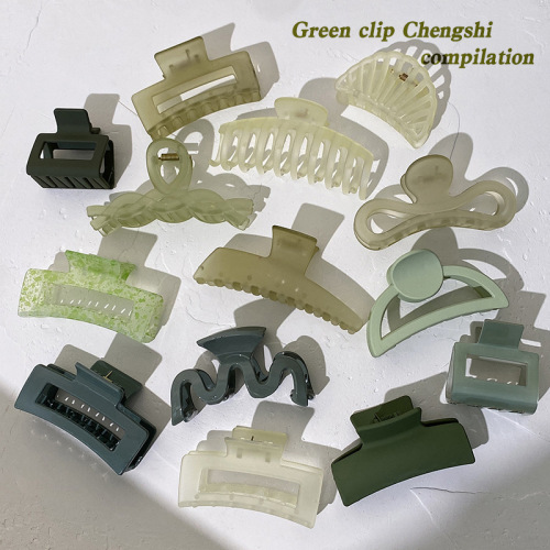 芥末绿抓夹发抓女法式森系气质发夹洗澡盘发夹子后脑勺大号鲨鱼夹