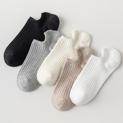 women‘s boat socks summer thin pure color japanese double needle invisible socks ins tide shallow mouth non-slip breathable boat socks