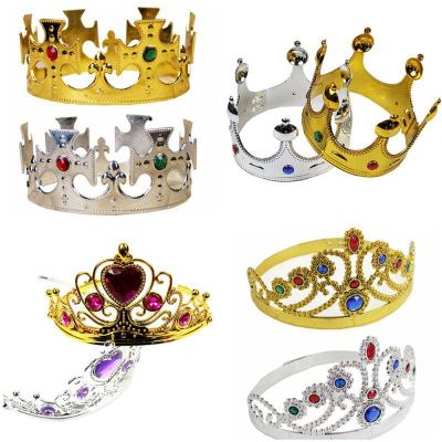 Factory Direct Sales Electroplated Crown Prince King Crown Plastic Crown Holiday Supplies Crown Headband