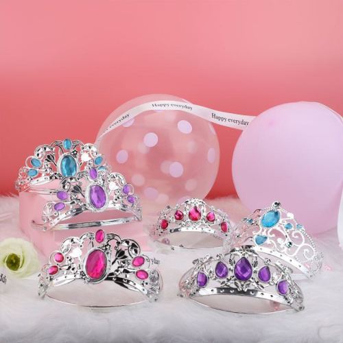 crown factory direct sales electroplating plastic diamond crown children princess holiday supplies crown girl headband