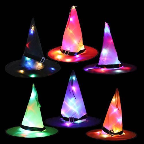 Halloween Luminous Hat Masquerade Dress up Led Witch Hat with Light Holiday Supplies Headband