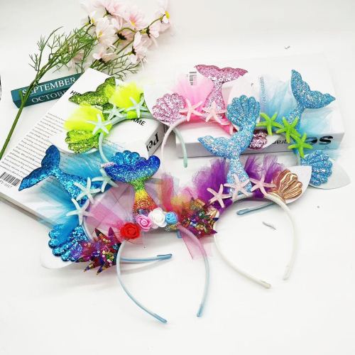 new mermaid princess headband children‘s dance party performance supplies cute headband holiday supplies