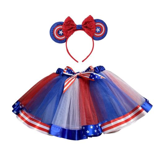 american independence day mesh rainbow tutu children‘s stage holiday supplies minnie head buckle skirt suit