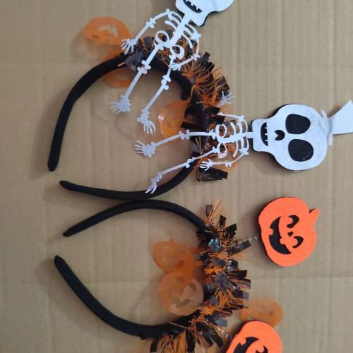 Halloween Tassel Pumpkin Skull Skeleton Headband Hat Skull Spider Head Buckle Holiday Supplies