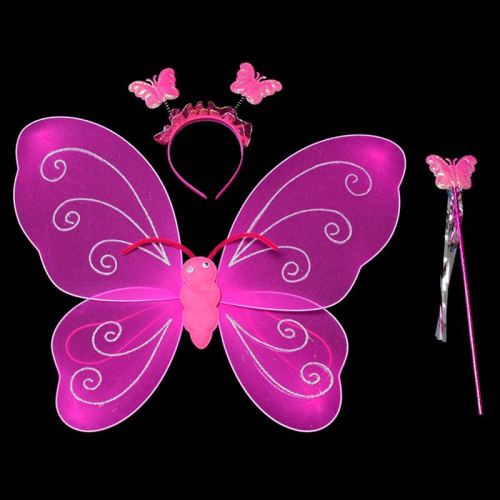 single layer gold powder butterfly wings three-piece set fairy magic wand party supplies halloween butterfly wings set