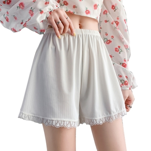 women‘s summer ice silk thin jk anti-exposure can be worn outside large size white loose fairy base shorts