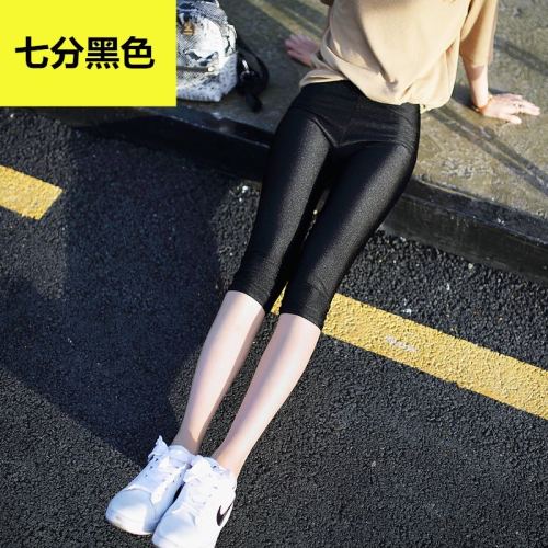 Foreign Trade Glossy Leggings Women‘s Summer Thin Outer and Inner Wear High Elastic Cropped Trousers Factory Direct Sales Wholesale