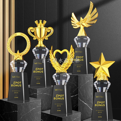 Resin Metal Crystal Trophy Customized Customized High-End Creative Grand Annual Meeting Sales Champion Competition Medal Customized