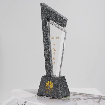 Creative Crystal Trophy Customized Excellent Staff Annual Meeting Award Competition Champion Natural Marble Trophy