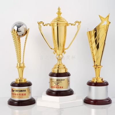 Creative Metal Trophy Customized Crystal Resin Children's Medal Five-Pointed Star Basketball Company Annual Meeting High-End Souvenir