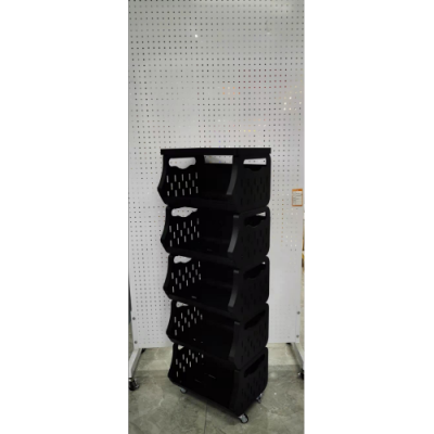 Home Decoration Black Texture Multi-Layer Fixed-Point Wheeled Kitchen Storage Rack