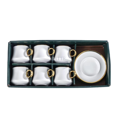 Vintage Gold Handle New Bone China 12pcs Tea Set customized ceramic coffee set
