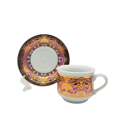 Fine Porcelain Cups 220cc Ceramic Cup and Saucer Set Embossed Decal Coffee Set Afternoon Tea Cups Ceramic Dinnerware