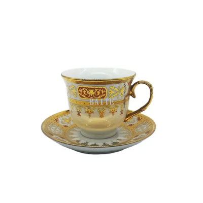 High Quality Ceramic Cup Palace Style Afternoon Tea Cup and Saucer Set Porcelain Cup Dish Set