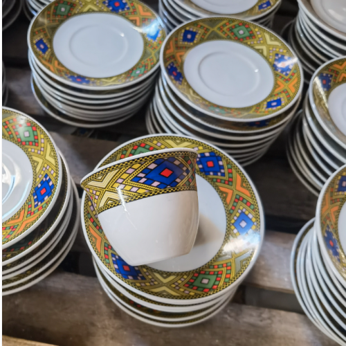 custom logoins arabic ceramic cup and saucer custom pattern coffee cup paper box