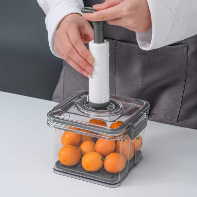 Food Grade High Quality Vacuum Sealed Crisper with Manual Pump Food Storage Box Plastic Box