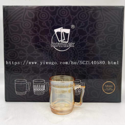 DOYALEX High Quality Glass Water Cup Household Cups Water Cup Beer Steins Tea Cup Amber Series Colorful Series Glass Mugs with Handle