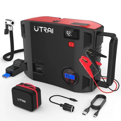 Portable Jump Car Starter with Air Compressor 2000a Power Bank Tire Pump 12V Starting Installation